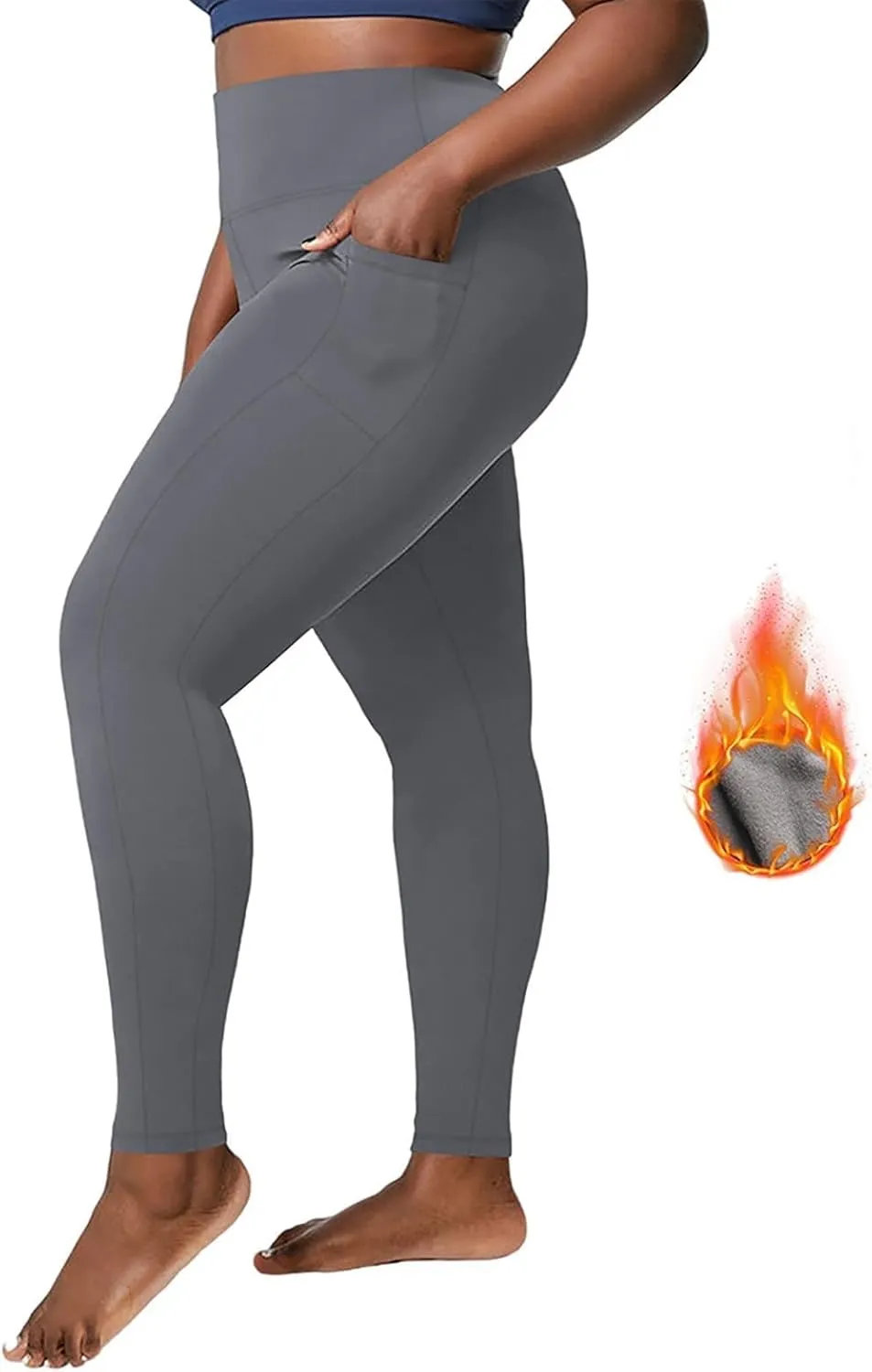 Fleece Lined Leggings Women Winter Thermal Workout Yoga Pants High Waist Casual Seamless Women's Leggings with Pockets