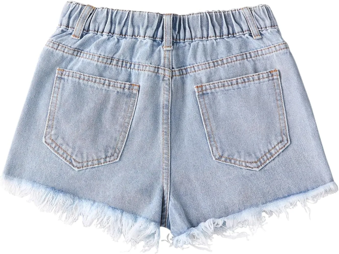 Girls Ripped Jean Shorts High Waisted Straight Leg Denim Shorts with Pockets