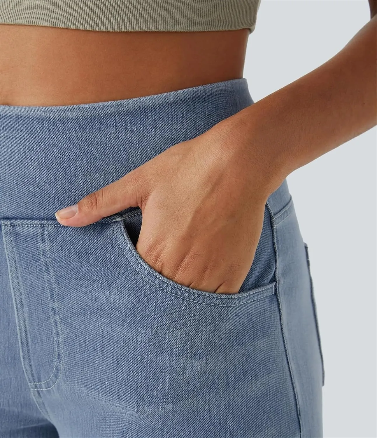 Grevela Pull Up Jeans, Grevela Stretch Jeans, Women's Wide Leg High Waisted Jeans Stretchy Trendy Denim Pants