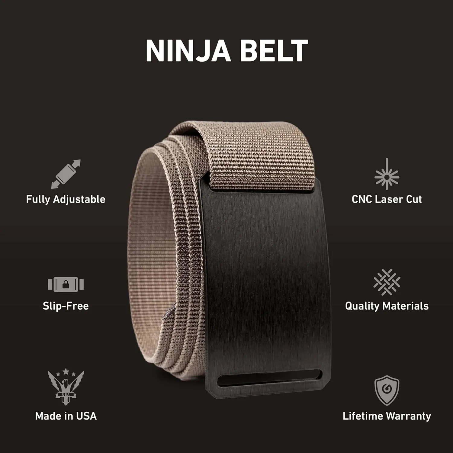 GRIP6 Ninja Belt: Durable Belts for Men & Women, Versatile Nylon Tactical Belt for Work, Golf, Casual & Outdoor Use