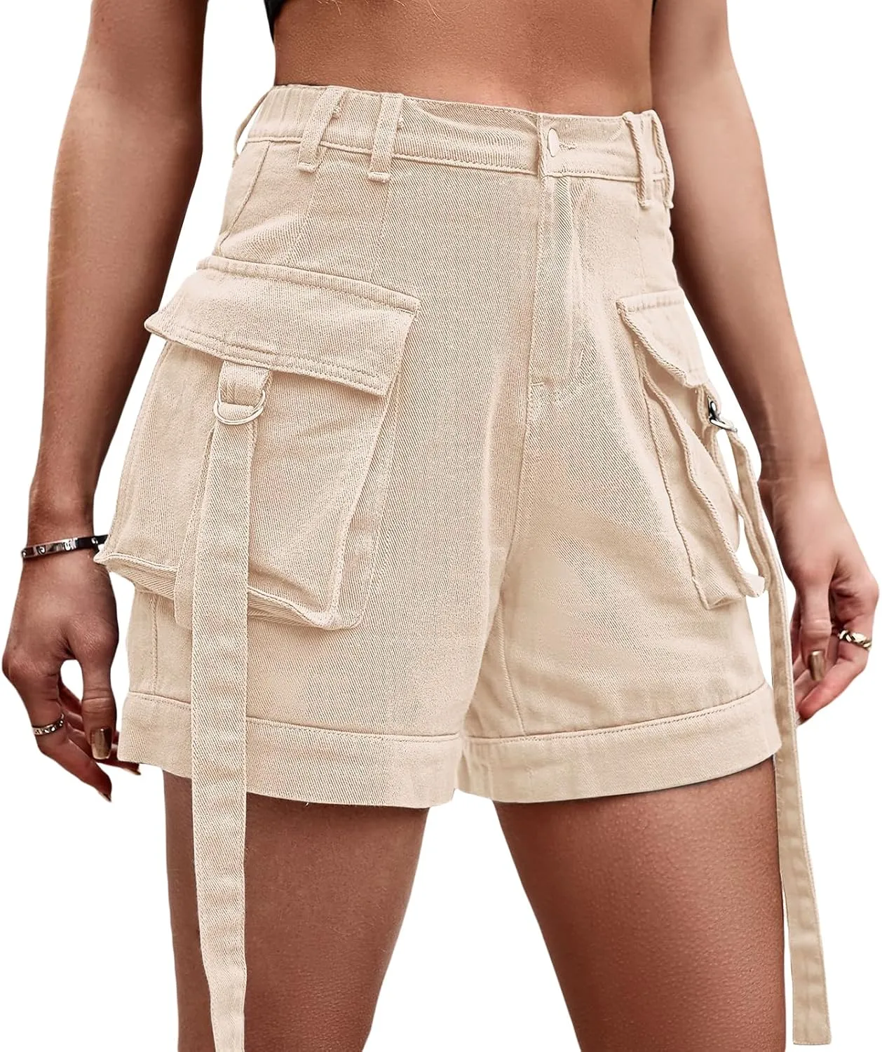 High Waisted Jean Shorts Women Casual Trendy Stretchy Wide Leg Denim Shorts Baggy Straight Leg Shorts with Pockets