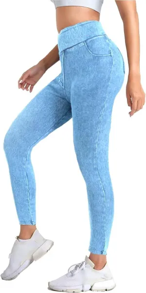 High Waisted Skinny Butt Lifting Jeans Leggings Tummy Control Jeggings for Women with Pockets