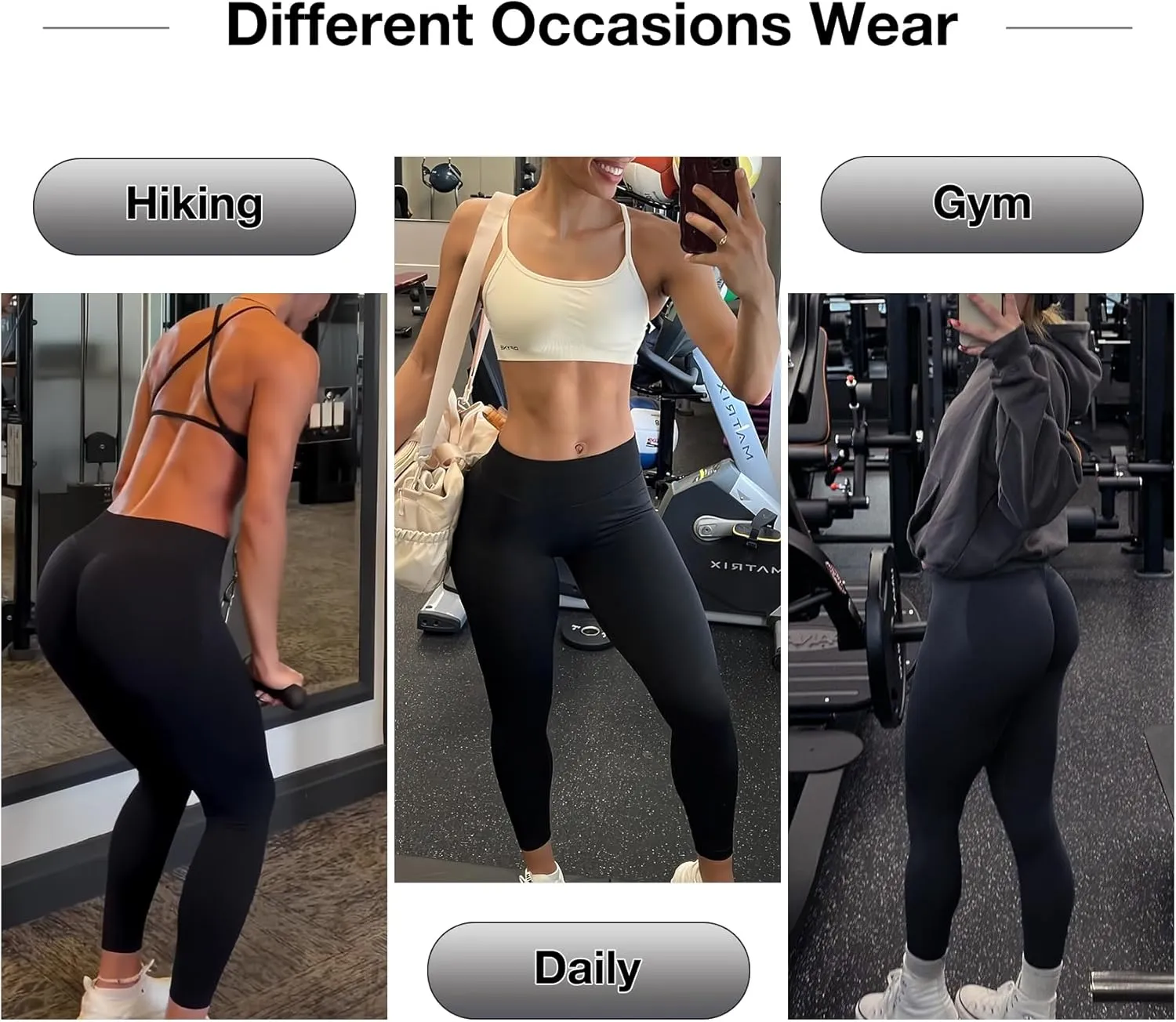 Impact Hidden Scrunch Butt Leggings for Women Mid Low Waist Gym Workout Legging Tummy Control Booty Lifting Yoga Pants
