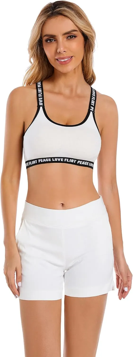 JAMfit Women's Chino Shorts - 4" Inseam, High Waisted, Elastic, Summer Casual Shorts with 2 Front Pockets