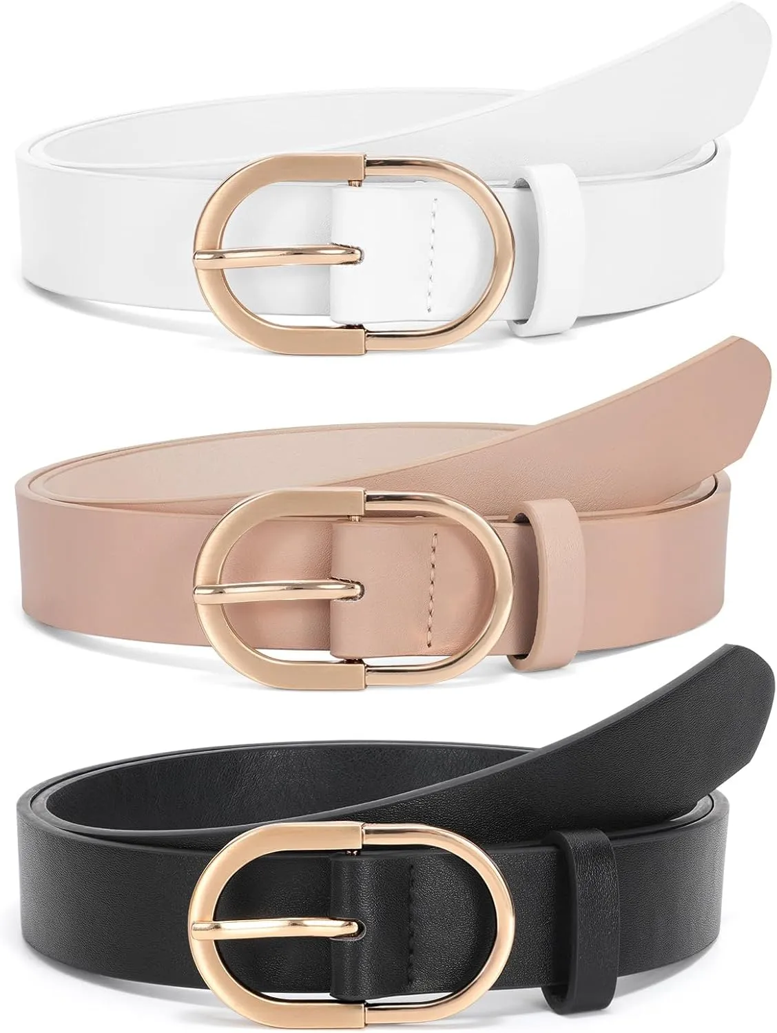 JASGOOD Women’s Leather Belts for Jeans Pants Fashion Ladies Belt with Gold Buckle