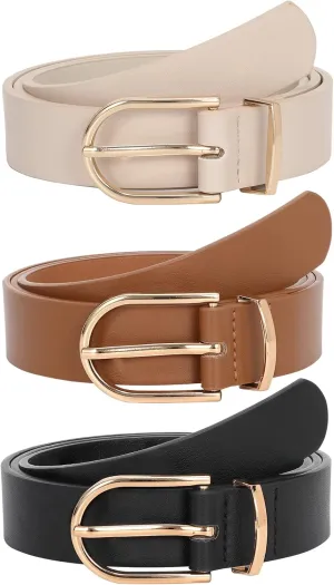 JASGOOD Women’s Leather Belts for Jeans Pants Fashion Ladies Belt with Gold Buckle