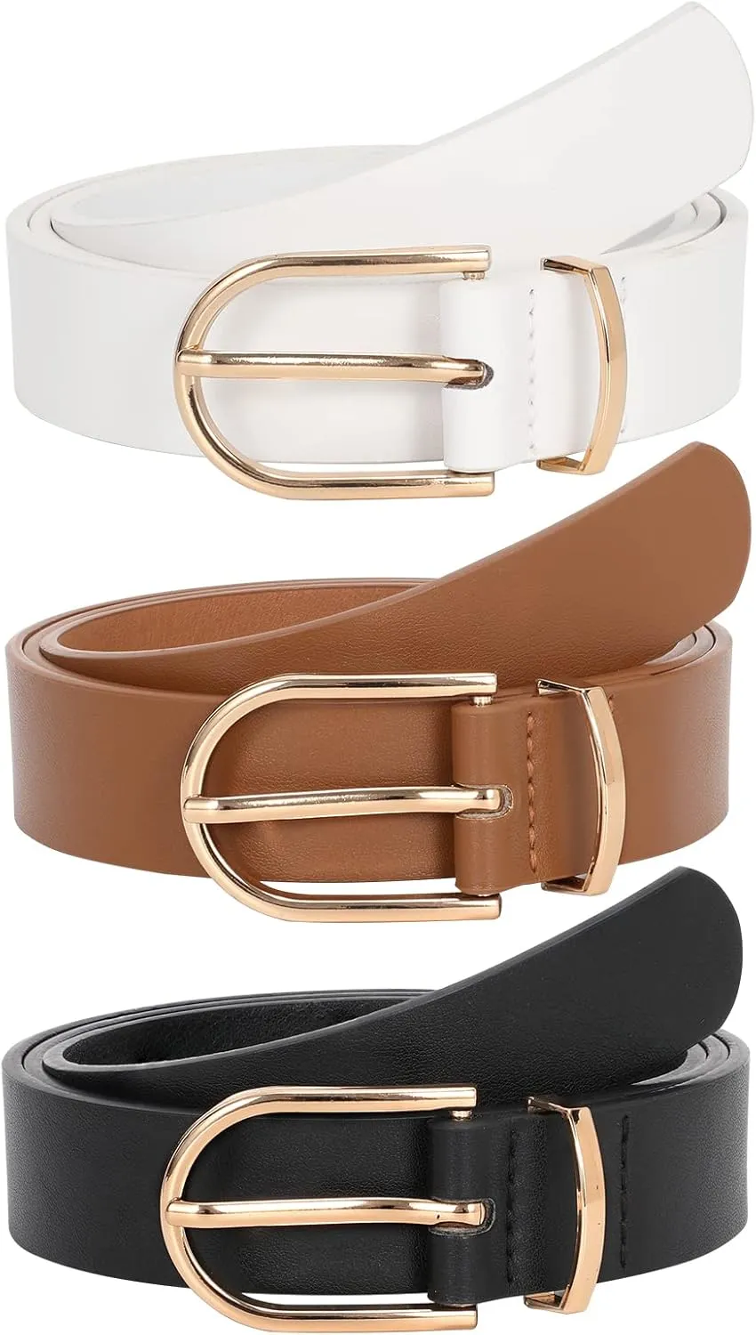 JASGOOD Women’s Leather Belts for Jeans Pants Fashion Ladies Belt with Gold Buckle
