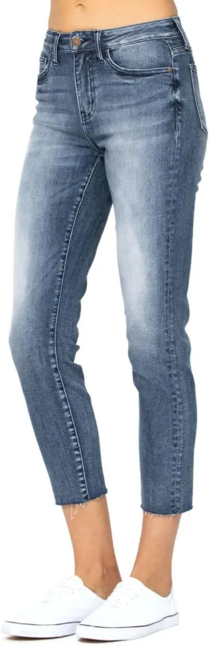 Judy Blue Women's Basic High Waist Relaxed Cropped Skinny Jeans