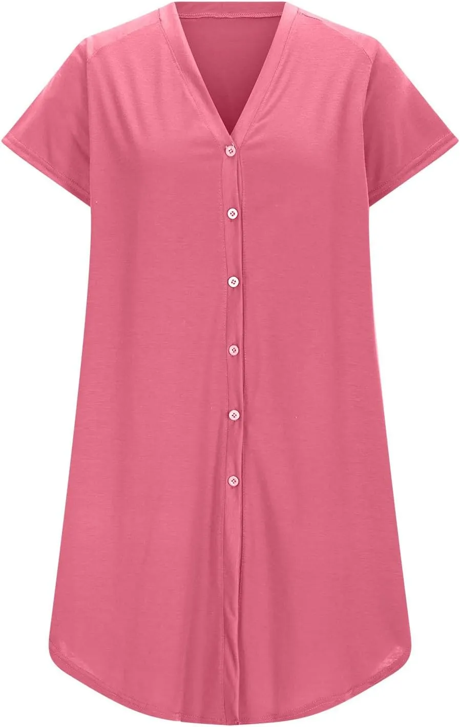 Lady's Casual Button Spring Summer Dress V Neck Solid Color Outwear Slimming Comfortable Trendy Women's Sundress