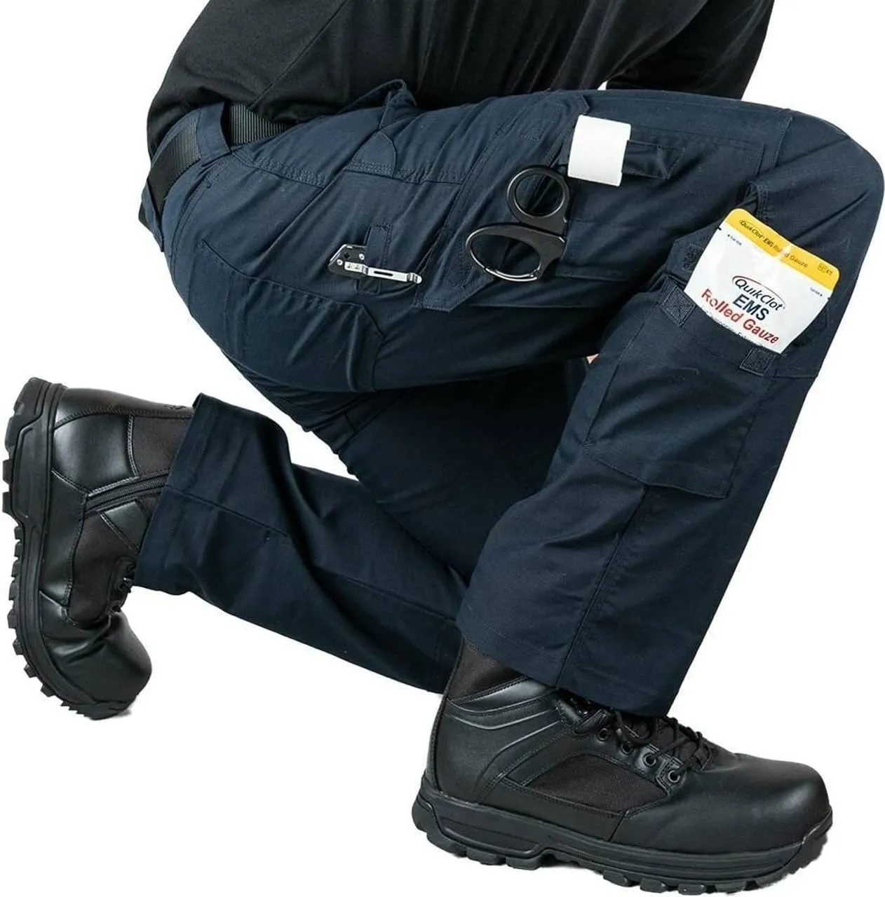 LAPG Men's Stretch EMS Pants, Tactical EMT Uniform Cargo Pants, Multi-Pockets, Work Utility Pants for Men