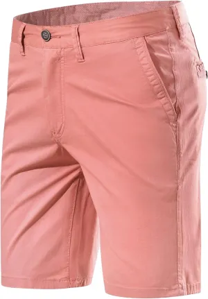Lars Amadeus Men's Shorts Summer Solid Color Slim Fit Flat Front Walk Chino Shorts