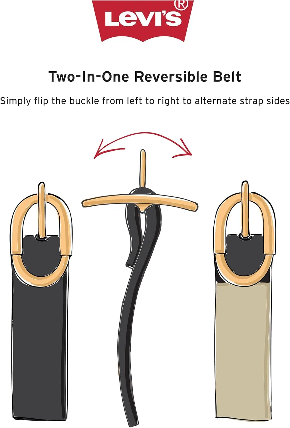 Levi's Women's Two-in-one Reversible Square Statement Buckle Casual Belt