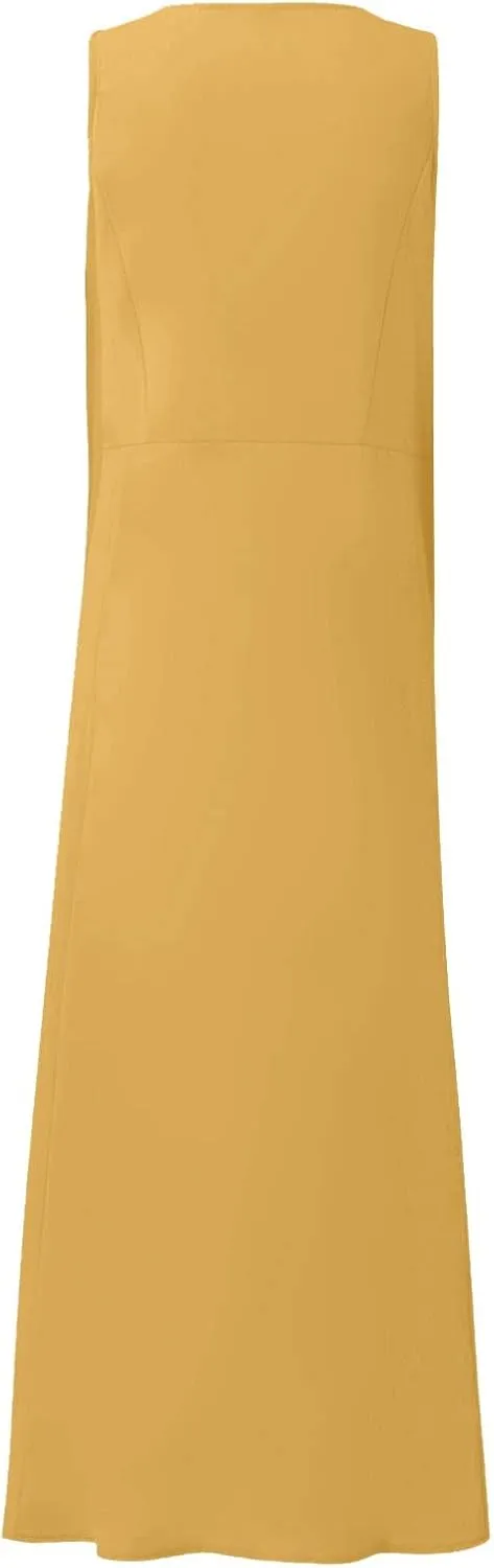 Linen Dresses for Women 2025 Vacation Plus Size Sleeveless Floral Maxi Dress Boho Tropical Beach Sundress with Pocket