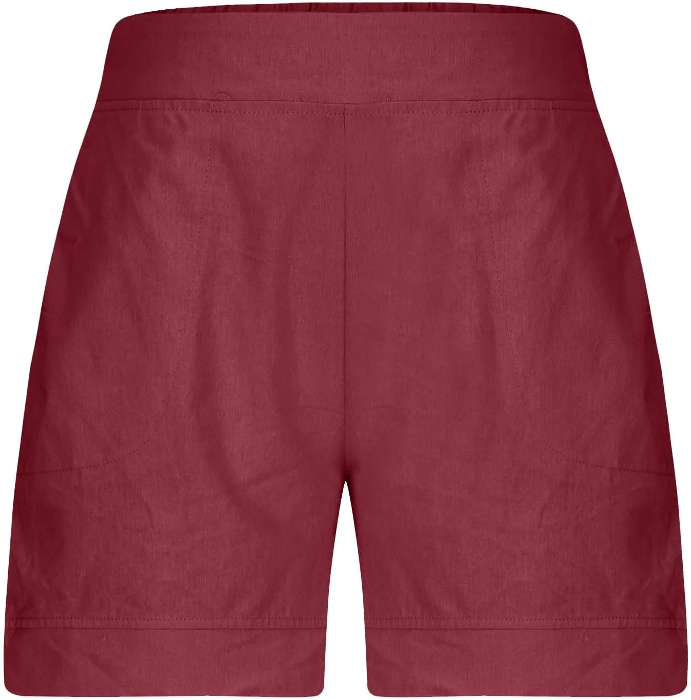 Linen Shorts for Women 2025 High Waisted Elastic Straight Casual Shorts Summer Outdoor Pants with Pockets
