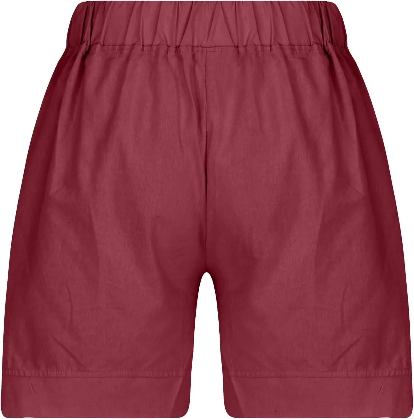 Linen Shorts for Women 2025 High Waisted Elastic Straight Casual Shorts Summer Outdoor Pants with Pockets