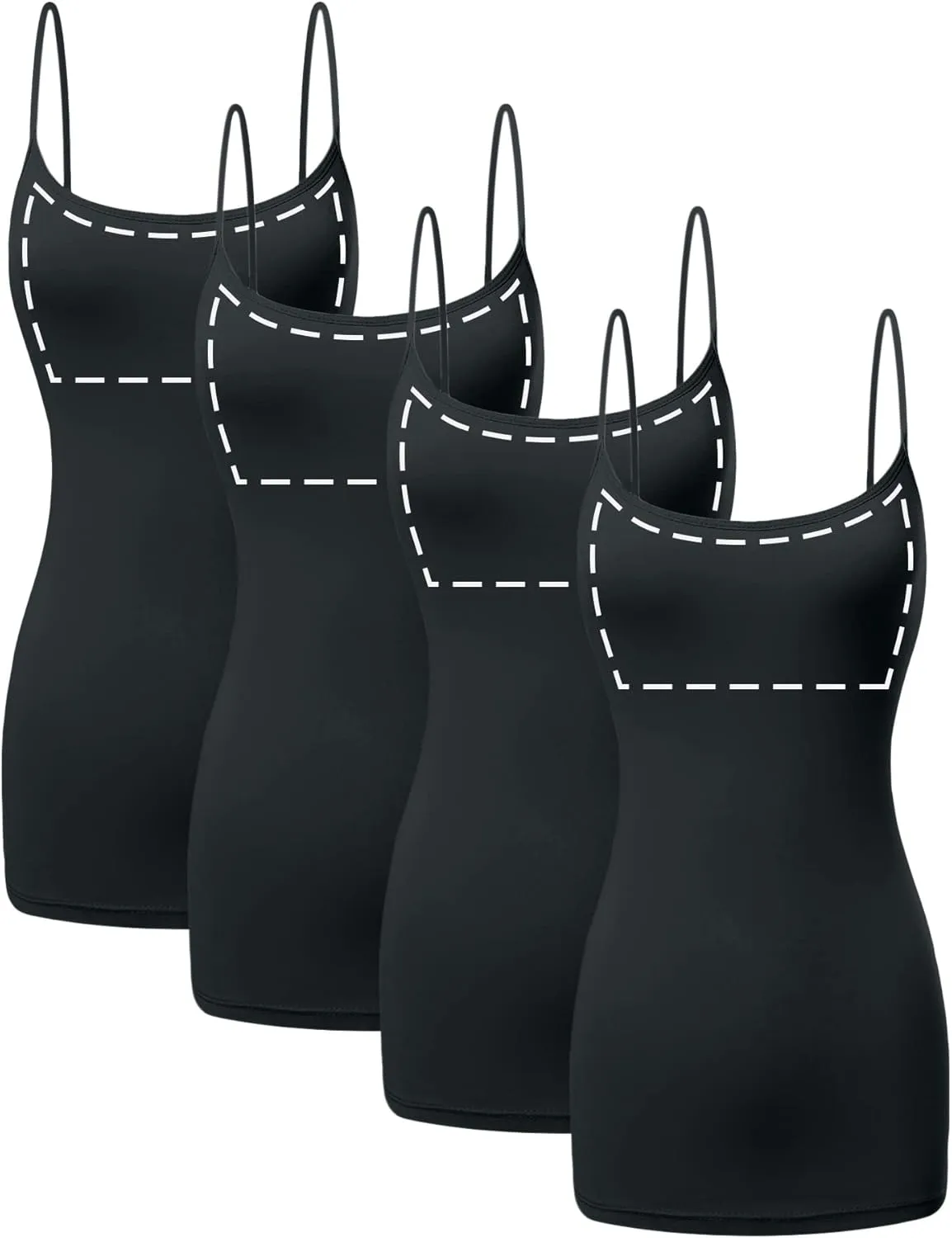 Long Cotton Camisole Tank Top with Built in Bra for Women Basic Cami with Shelf Bra Tank Tops Undershirt