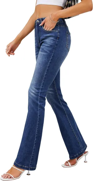 LONGYIDA Bell Bottom Jeans for Women High Waisted Skinny Straight Fit Flare Jeans Classic Stretch Flare Denim Pants