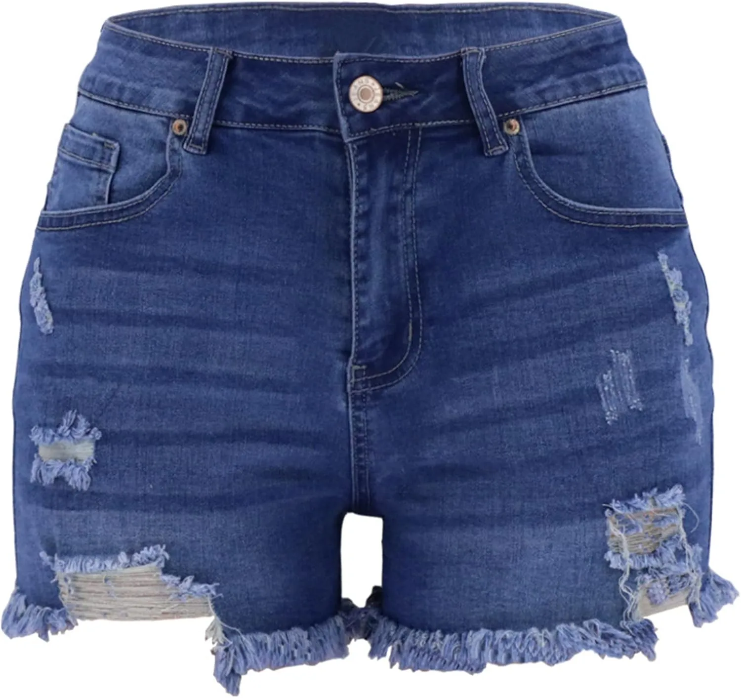 Lpmadey Women's Summer High Waisted Denim Shorts Frayed Raw Hem Casual Short Jeans Stretchy Ripped Denim Jeans Shorts