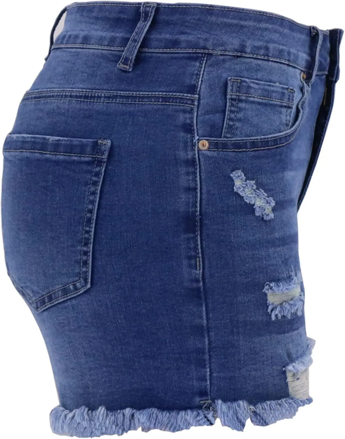Lpmadey Women's Summer High Waisted Denim Shorts Frayed Raw Hem Casual Short Jeans Stretchy Ripped Denim Jeans Shorts