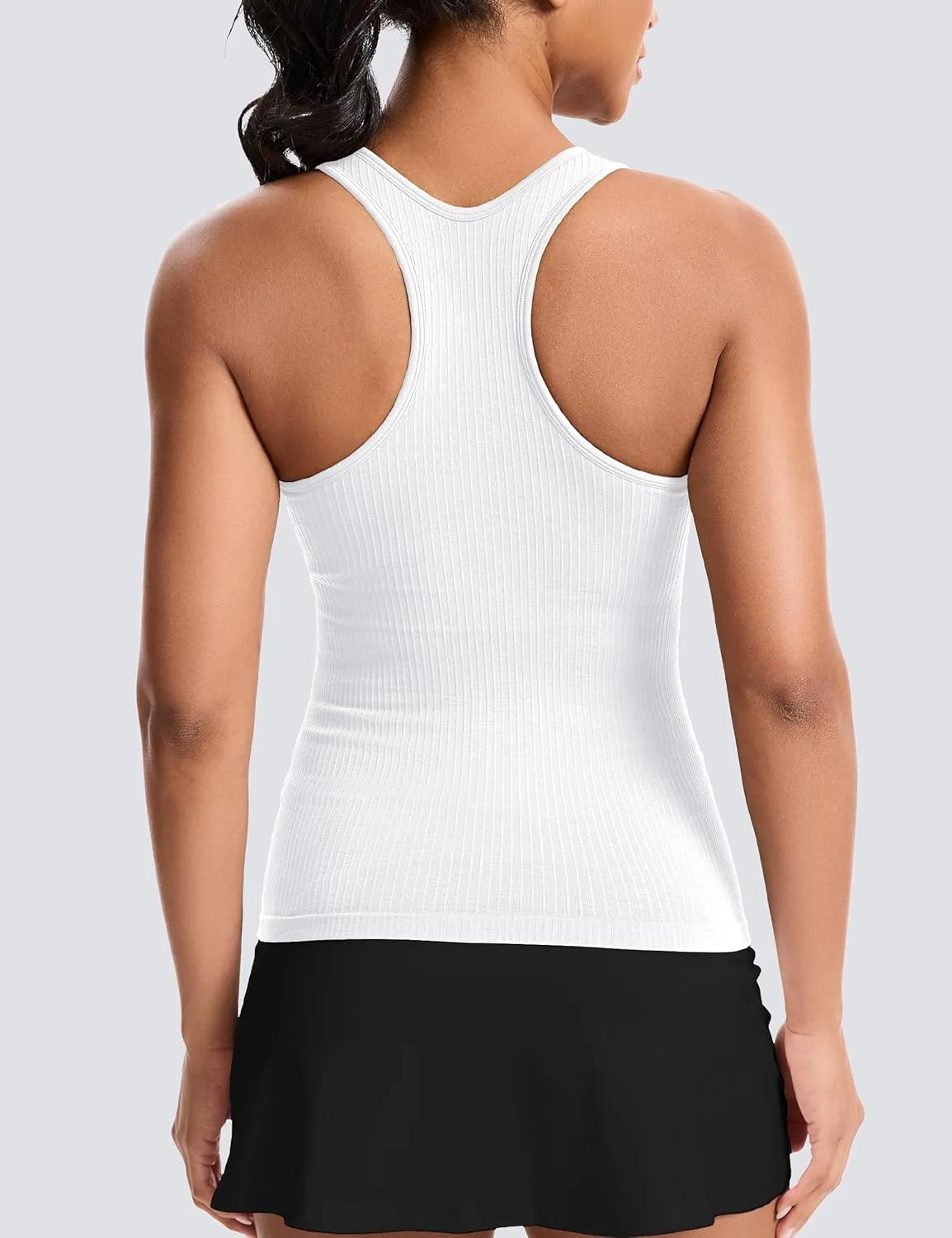 MathCat Women's Workout Tank Top with Built-in Bra, Slight V-Neck Racerback Sports Shirt, Breathable Athletic Camisole