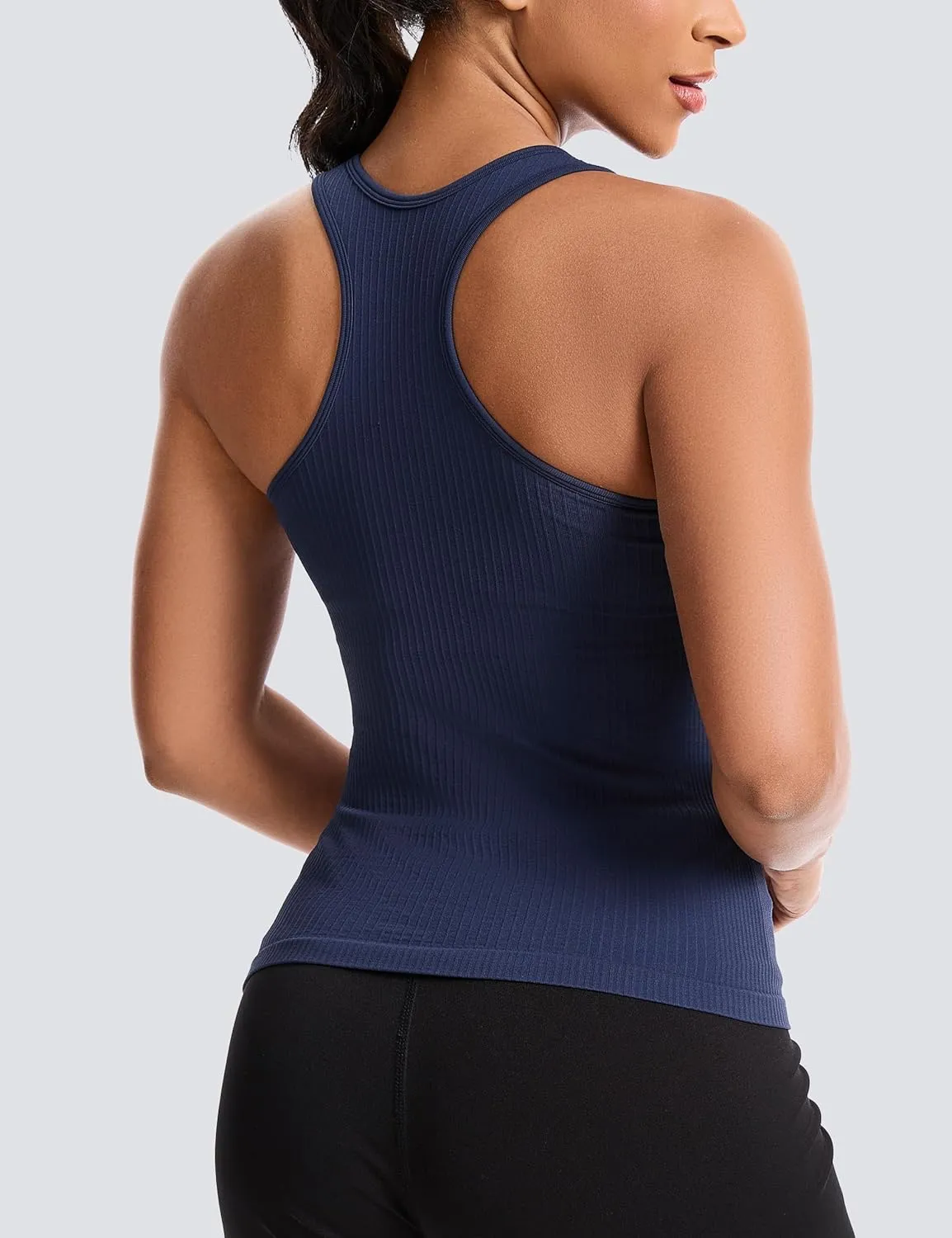 MathCat Women's Workout Tank Top with Built-in Bra, Slight V-Neck Racerback Sports Shirt, Breathable Athletic Camisole