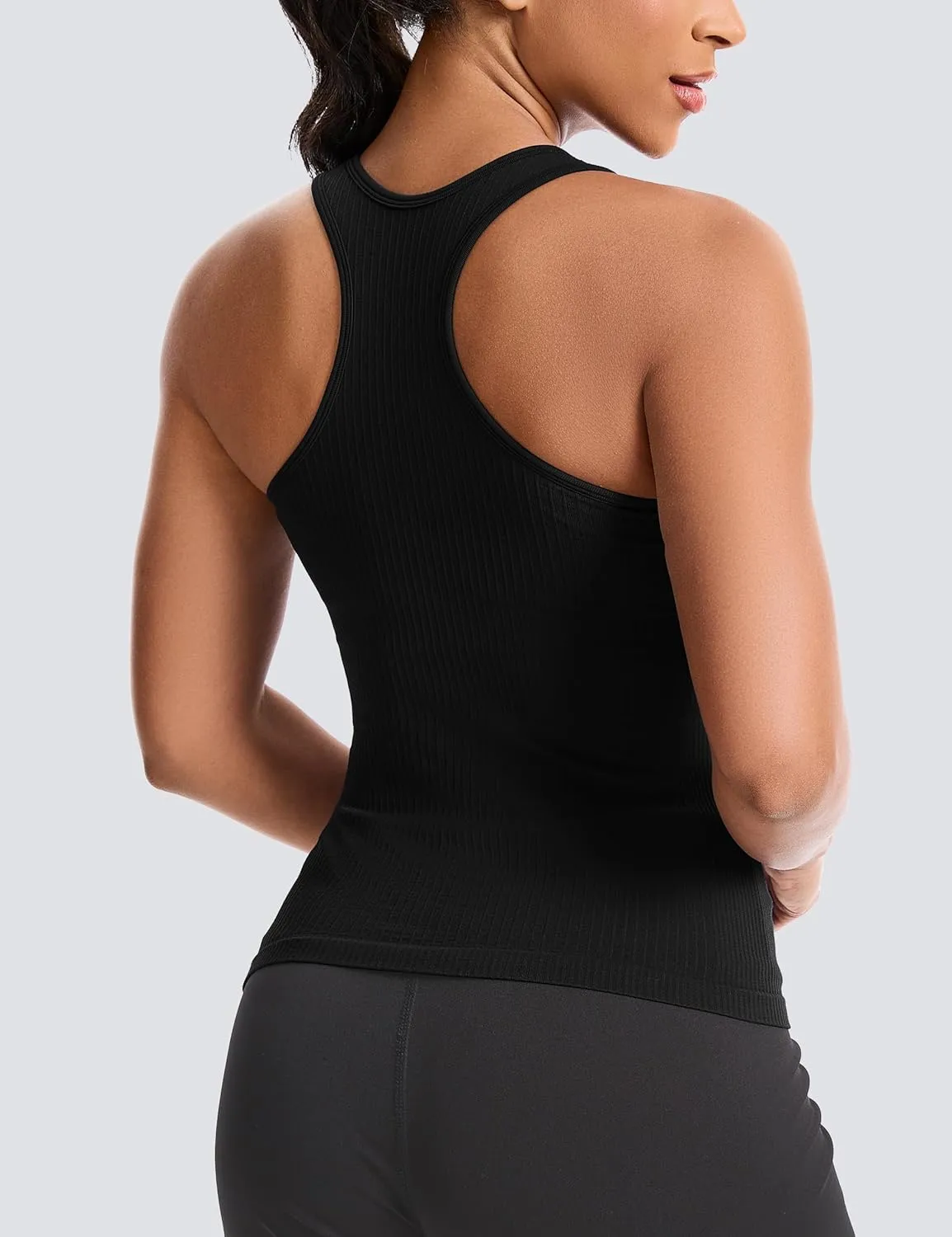 MathCat Women's Workout Tank Top with Built-in Bra, Slight V-Neck Racerback Sports Shirt, Breathable Athletic Camisole