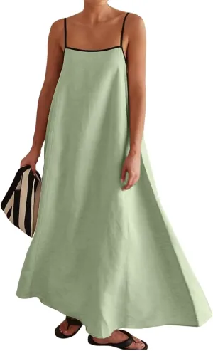Maxi Dresses for Women 2025 Sundress Loungewear Sleeveless Halter Dress Summer Flowy Swing Dresses Elegant 2025