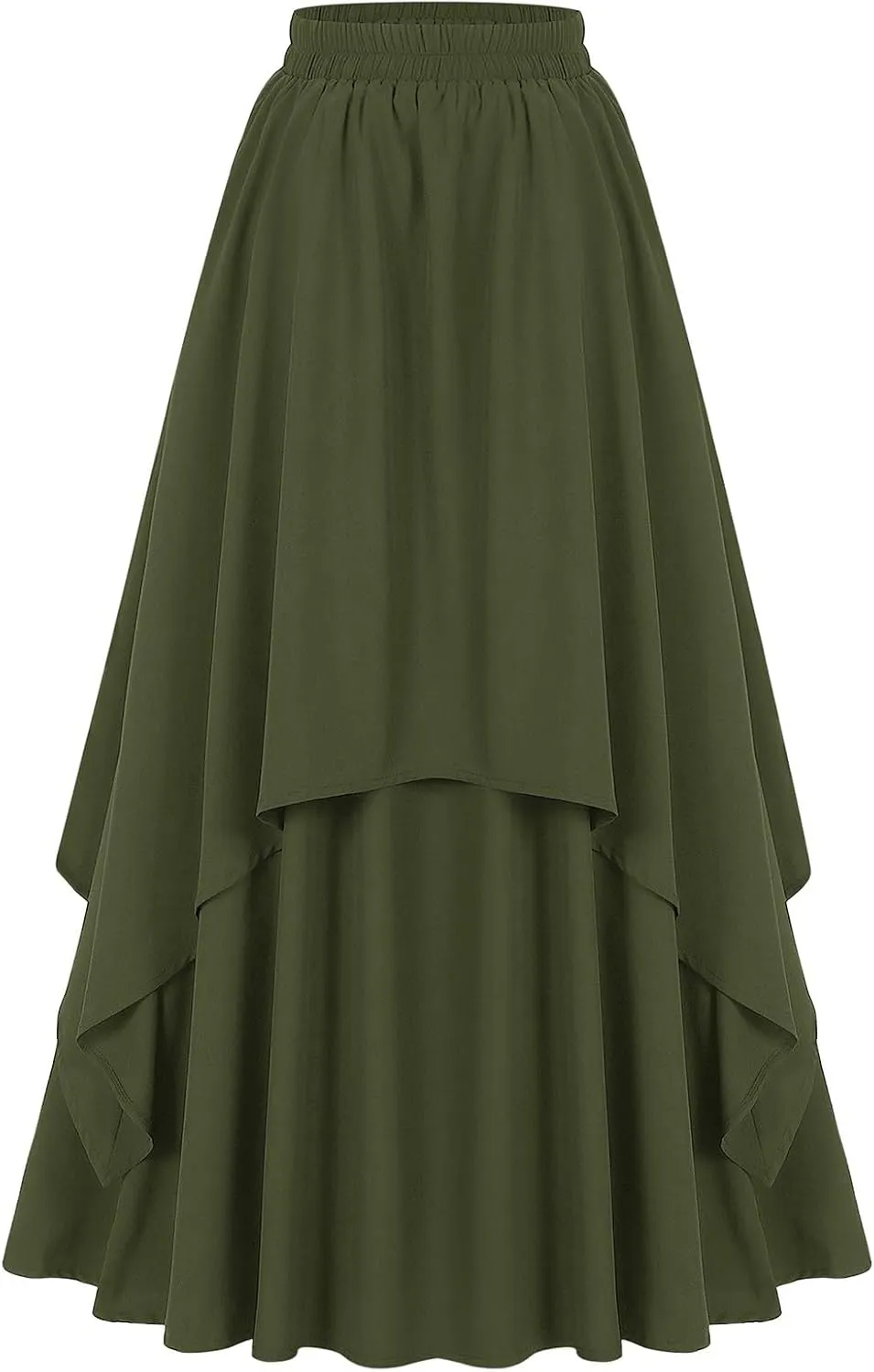 Maxi Skirt for Women Summer Boho Elastic High Waist Pleated A-Line Flowy Ruffle Table Skirts for Rectangle Tables 8ft