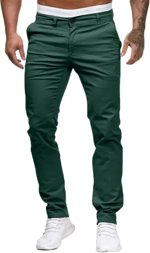 Men Chinos Joggers Pants Straight Fit Canvas Work Pant Elastic Waist Drawstring Flex Tapered Pant with Multi Pockets