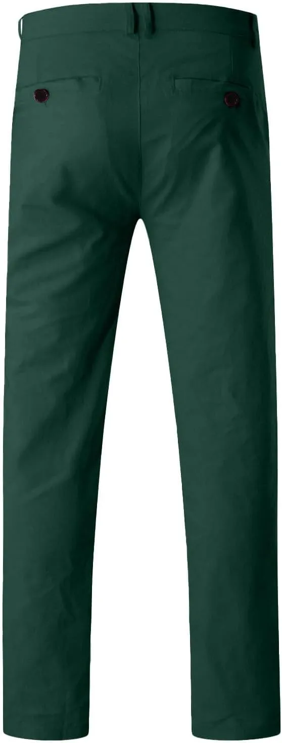 Men Chinos Joggers Pants Straight Fit Canvas Work Pant Elastic Waist Drawstring Flex Tapered Pant with Multi Pockets