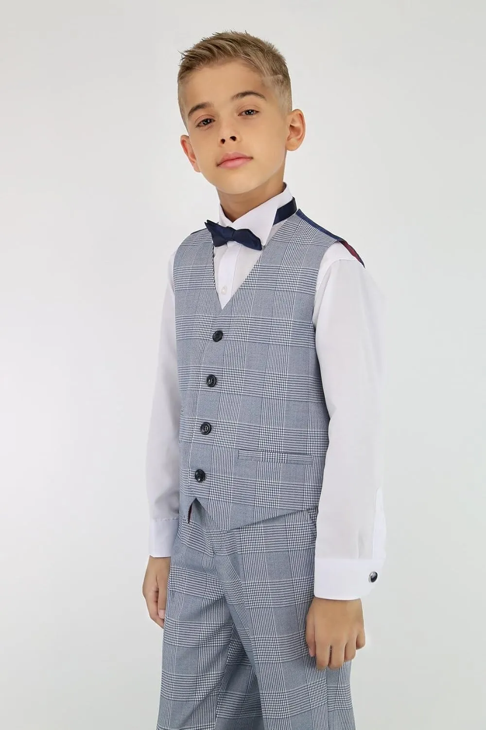 Mens Boys Plaid Check Suit Tailored Fit Classic Retro Formal Wedding Father and Son Set