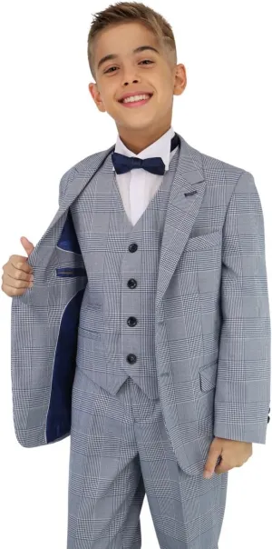 Mens Boys Plaid Check Suit Tailored Fit Classic Retro Formal Wedding Father and Son Set