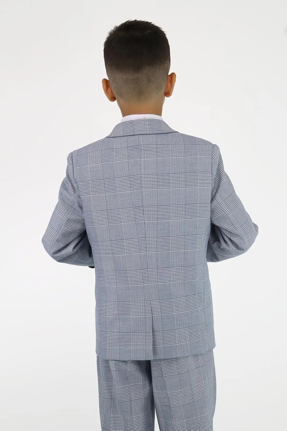 Mens Boys Plaid Check Suit Tailored Fit Classic Retro Formal Wedding Father and Son Set