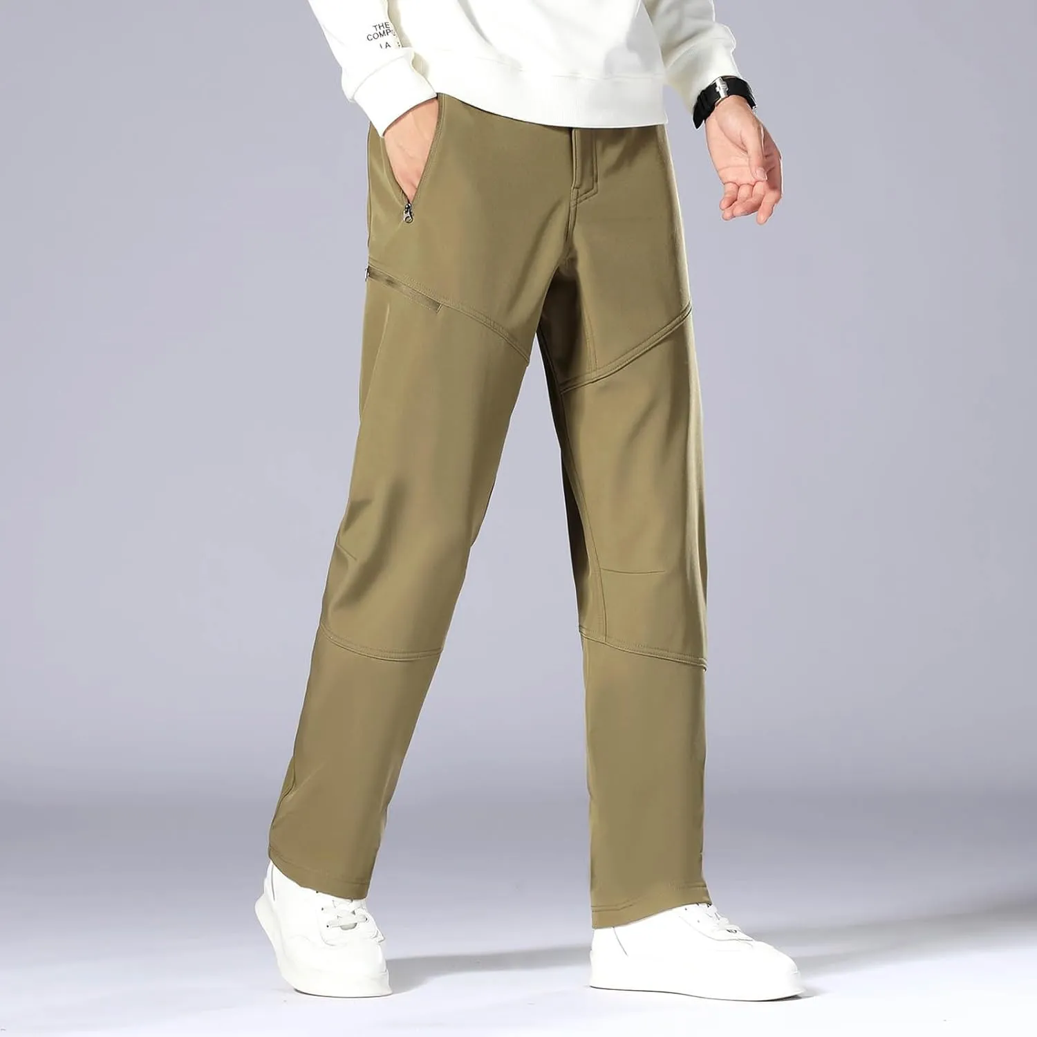 Men's Casual Sports Pants Loose Fit Elastic Waist Patchwork Sweatpants Pants Lightweight Solid Straight Trousers