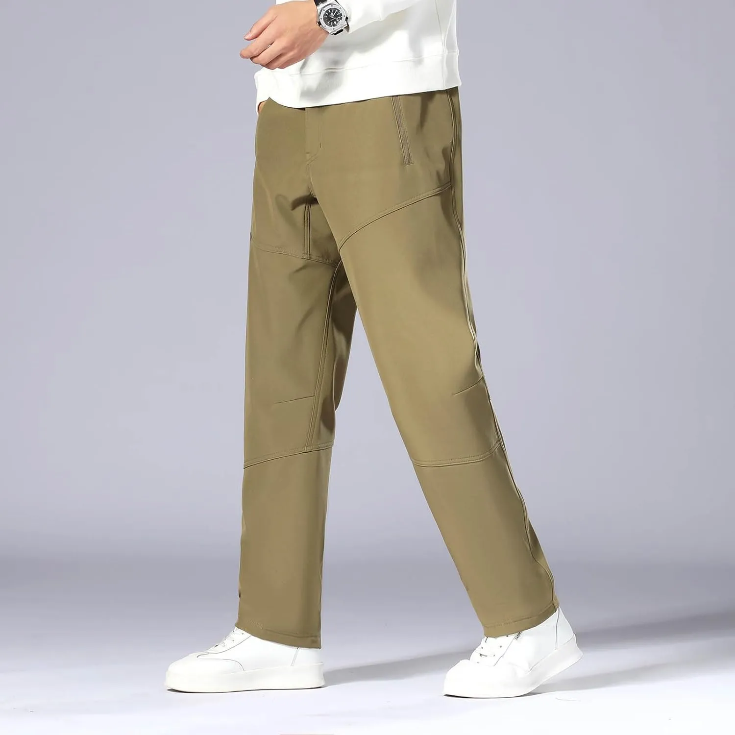 Men's Casual Sports Pants Loose Fit Elastic Waist Patchwork Sweatpants Pants Lightweight Solid Straight Trousers