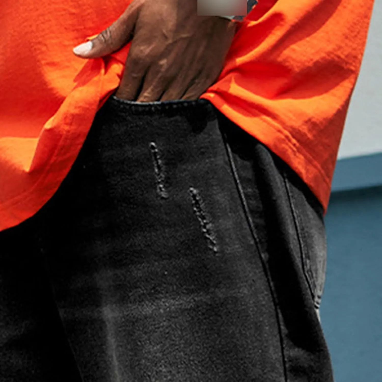 Mens Loose Fit Hip Hop Jeans Straight Retro Relaxed Fit Denim Pants Classic Vintage Plain Washed Baggy Jean