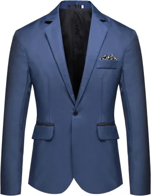 Men's One Button Sport Coat Classic Stretch Blazer Suit Jacket Slim Fit Lightweight Jacket Tailored Blazer Sport Coat