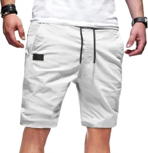 Mens Shorts Casual Elastic Waist Stretch Hiking Beach Shorts Summer Classic Fit Straight Chino Golf Pants with Pockets