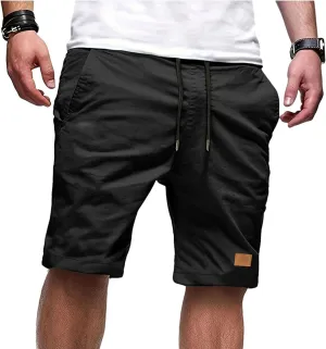 Mens Shorts Casual Elastic Waist Stretch Hiking Beach Shorts Summer Classic Fit Straight Chino Golf Pants with Pockets