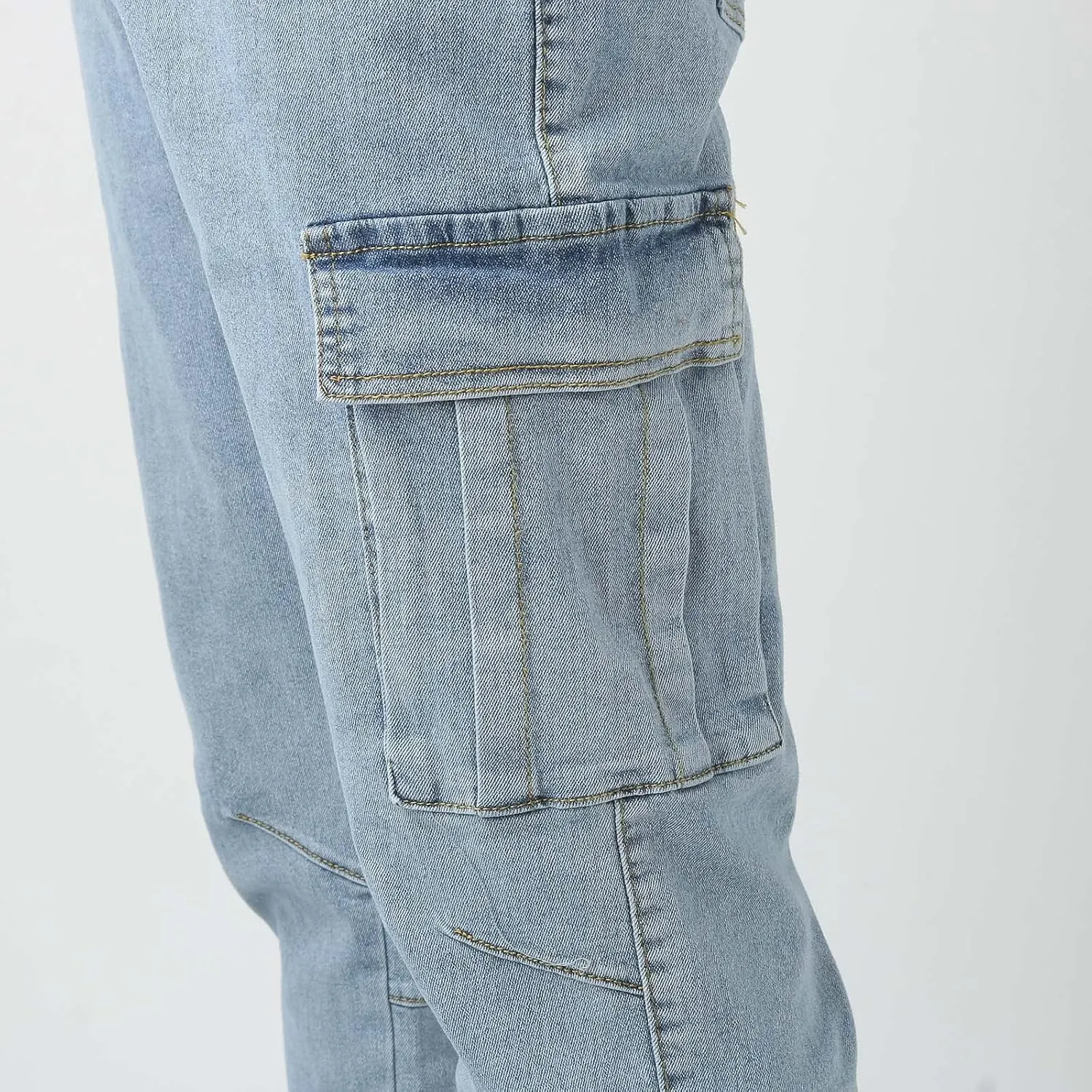 Men's Slim Fit Denim Jeans Casual Fashion Tapered Cargo Jeans Straight Leg Pants Trousers Streetwear Hip Hop Jean with Zipper