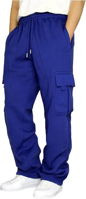 Mens Sweatpants with Pockets Big and Tall Heavyweight Cargo Fleece Sweatpants Stretch Elastic Waist Jogger Baggy Sports