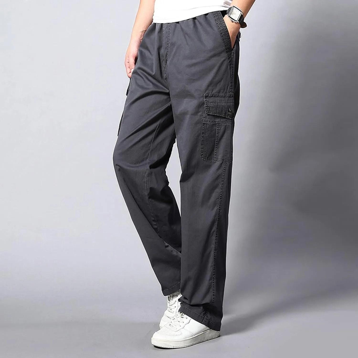 Mens Sweatpants with Pockets Big and Tall Pants Casual Color Solid Men's Trousers Leggings Multi-Pocket Pants Tooling