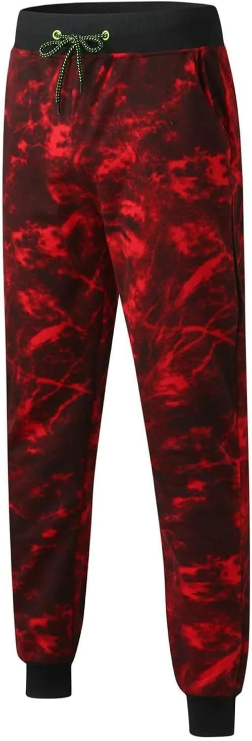Men's Tie-Dye Sweatpants Drawstring Elastic Waist Casual Tapered Trousers Fashion Streetwear Joggers with Pockets