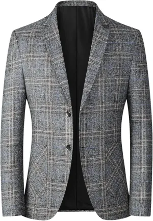 Mens Vintage Blazer Slim Fit Fashion Suit Jacket for Wedding Prom Dinner Party Sport Coat Lightweight Tailored Blazer