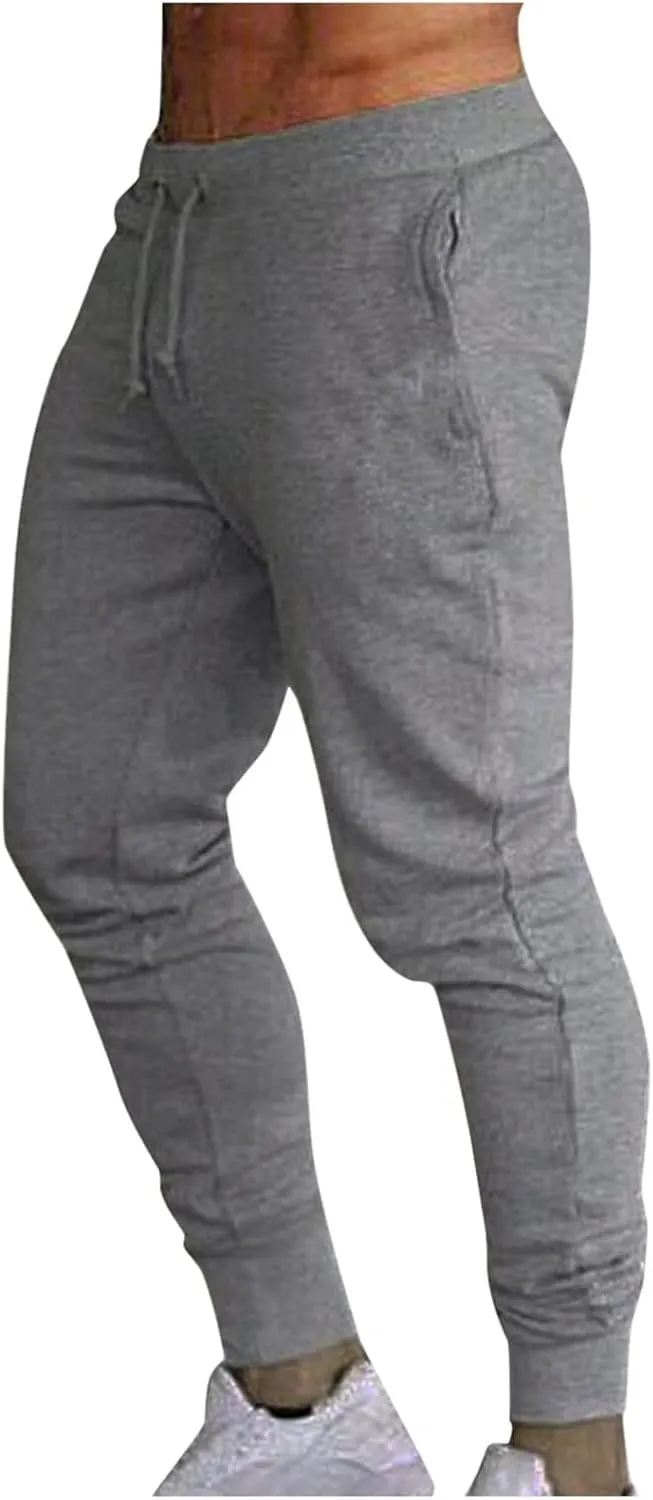 Mens Workout Cargo Sweatpants Stretch Elastic Waist Jogger Sports Pants Drawstring Sports Trousers Joggers for Men