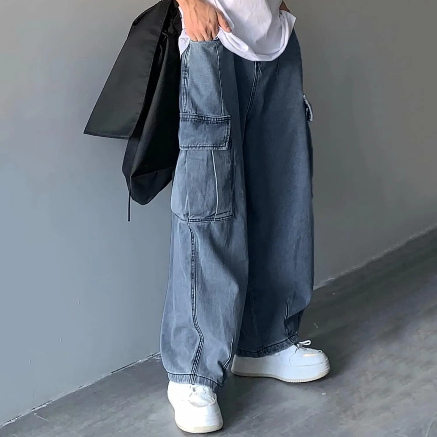 Mens Y2k Jeans Star High Waisted Hip Hop Y2K Streetwear Jeans Loose Baggy Embroidery Aesthetic Harajuku Denim Pants Trousers