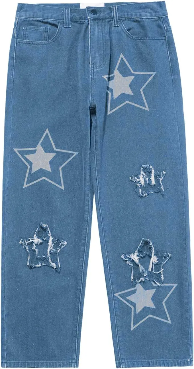 MIDOO Mens Jeans Slim Fit Wide Leg Casual Straight Leg Jeans Trend Fashion Denim Pants Low Rise Skinny Jean Trousers
