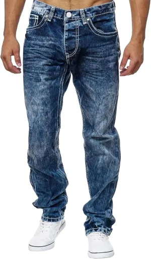 MIDOO Mens Work Jeans Stretch Flex Casual Solid Straight Leg Jeans Trend Fashion Denim Pants Low Rise Skinny Jean Trousers