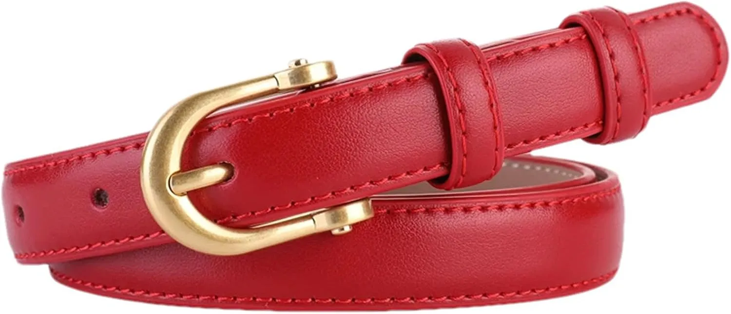 Mnjyihy Women's Fashion Leather Belt Gold Buckle Decorative Jeans Suit Dress Belt