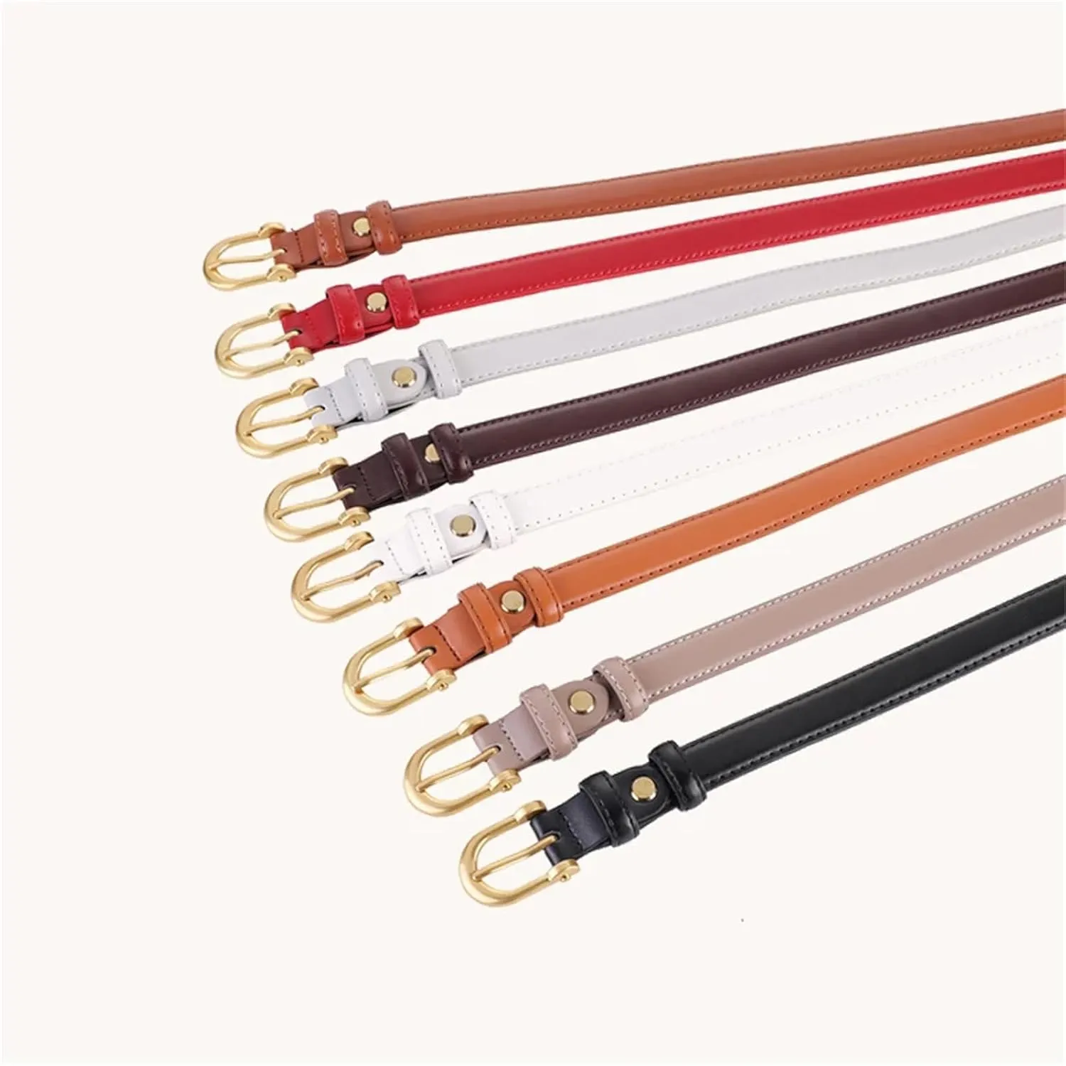 Mnjyihy Women's Fashion Leather Belt Gold Buckle Decorative Jeans Suit Dress Belt